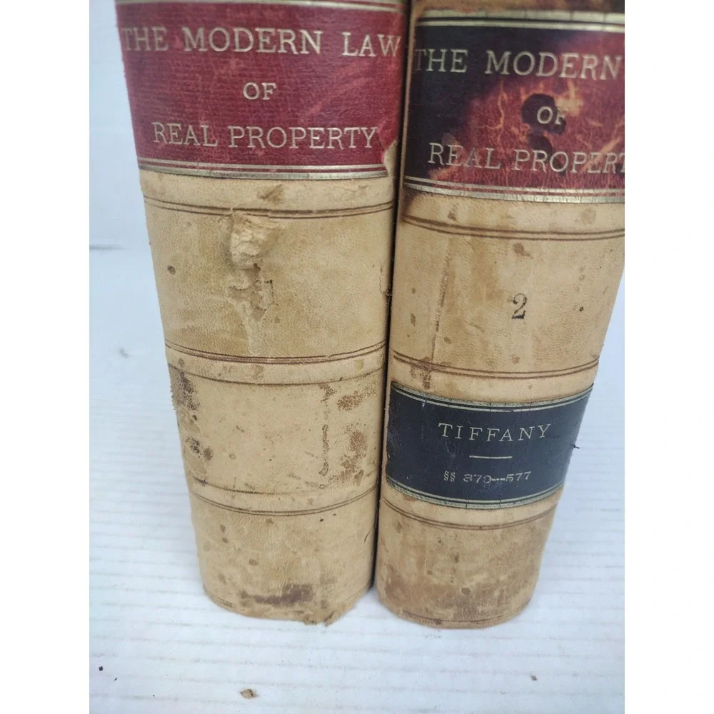 Set Of 2 Antique TIFFANY LAW Books 1903 Leather Covered Real Property Vol 1 & 2
